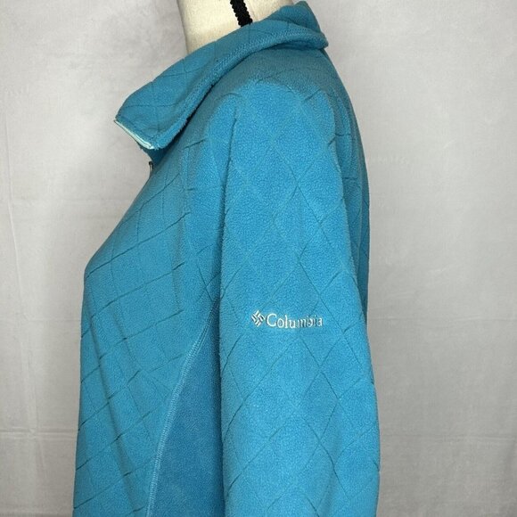 Columbia Women’s Size L Fleece 1/4 Zip Pullover Teal Quilted Lightweight - Picture 6 of 8